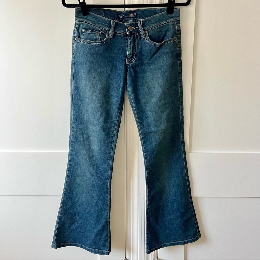 Roxy Y2K Vintage Low-Rise Flare Jeans Dark Wash Blue Sz 1 Short